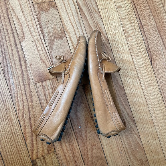 Vintage Leather Slip on Tomboy Masc Preppy Casual rubber outsole Moccasins Work - Picture 4 of 9